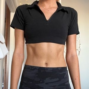 Nasty gal black cropped zip up